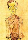 Portrait with an open mouth by Egon Schiele
